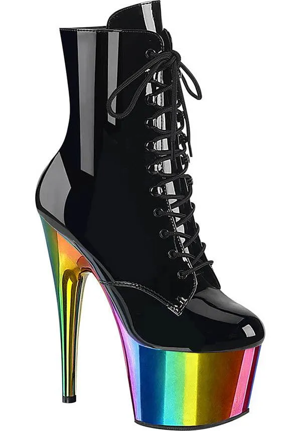 ADORE-1020RC [Black Patent/Rainbow Chrome] | PLATFORM HEELS [PREORDER]