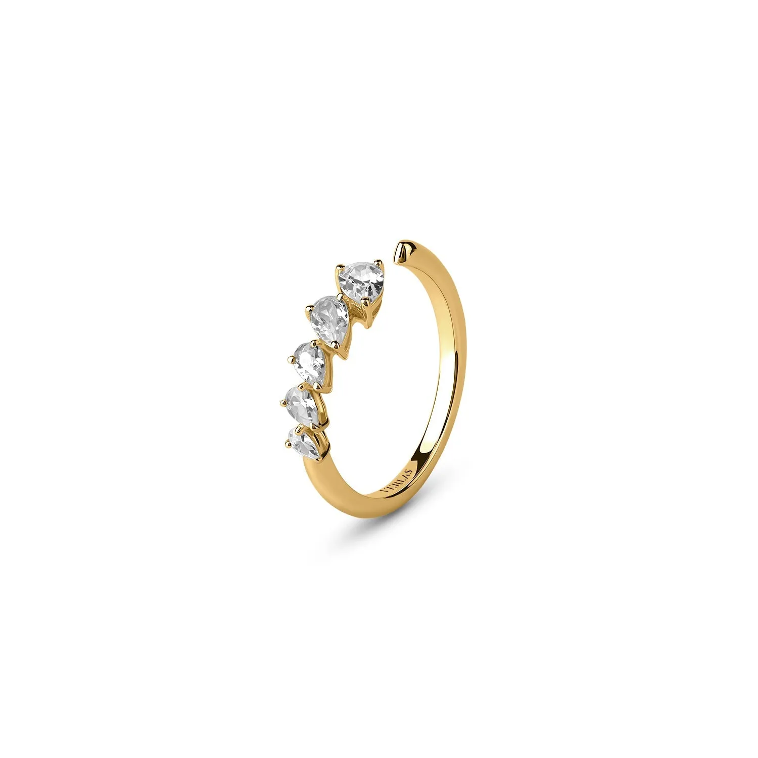 Angled Pear Crescendo Open Ring