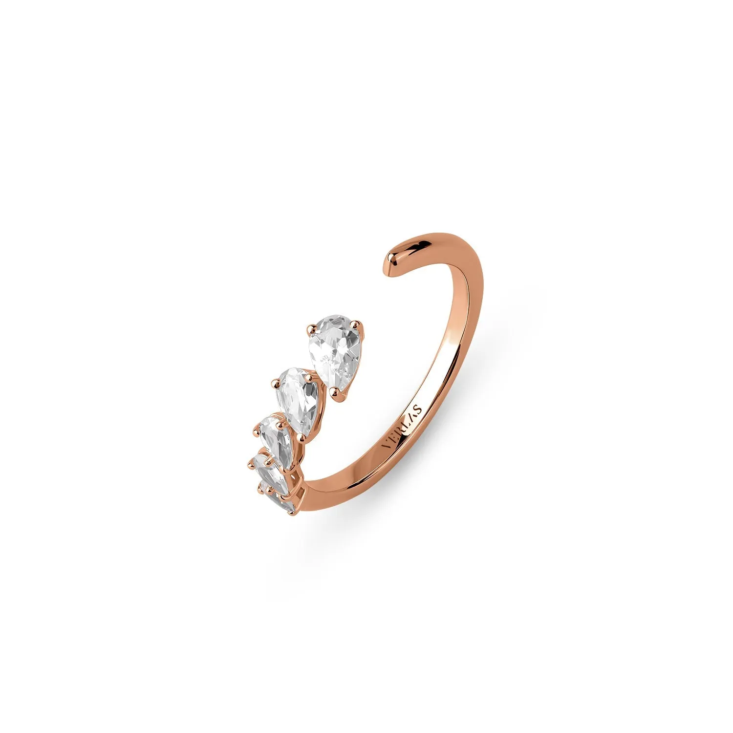 Angled Pear Crescendo Open Ring