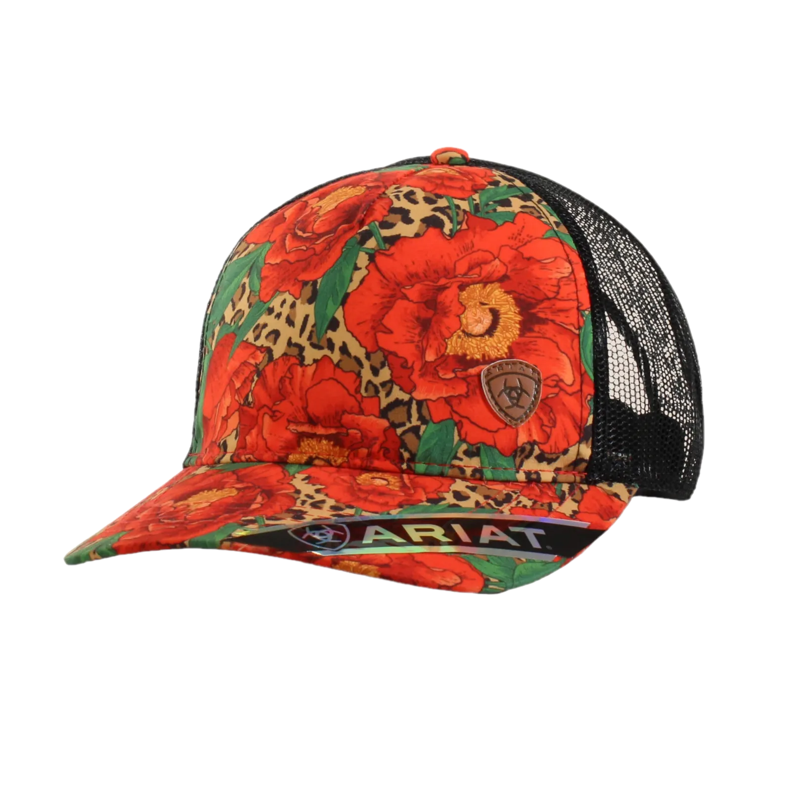 Ariat Ladies Bold Floral & Leopard Red Trucker Cap A300057004