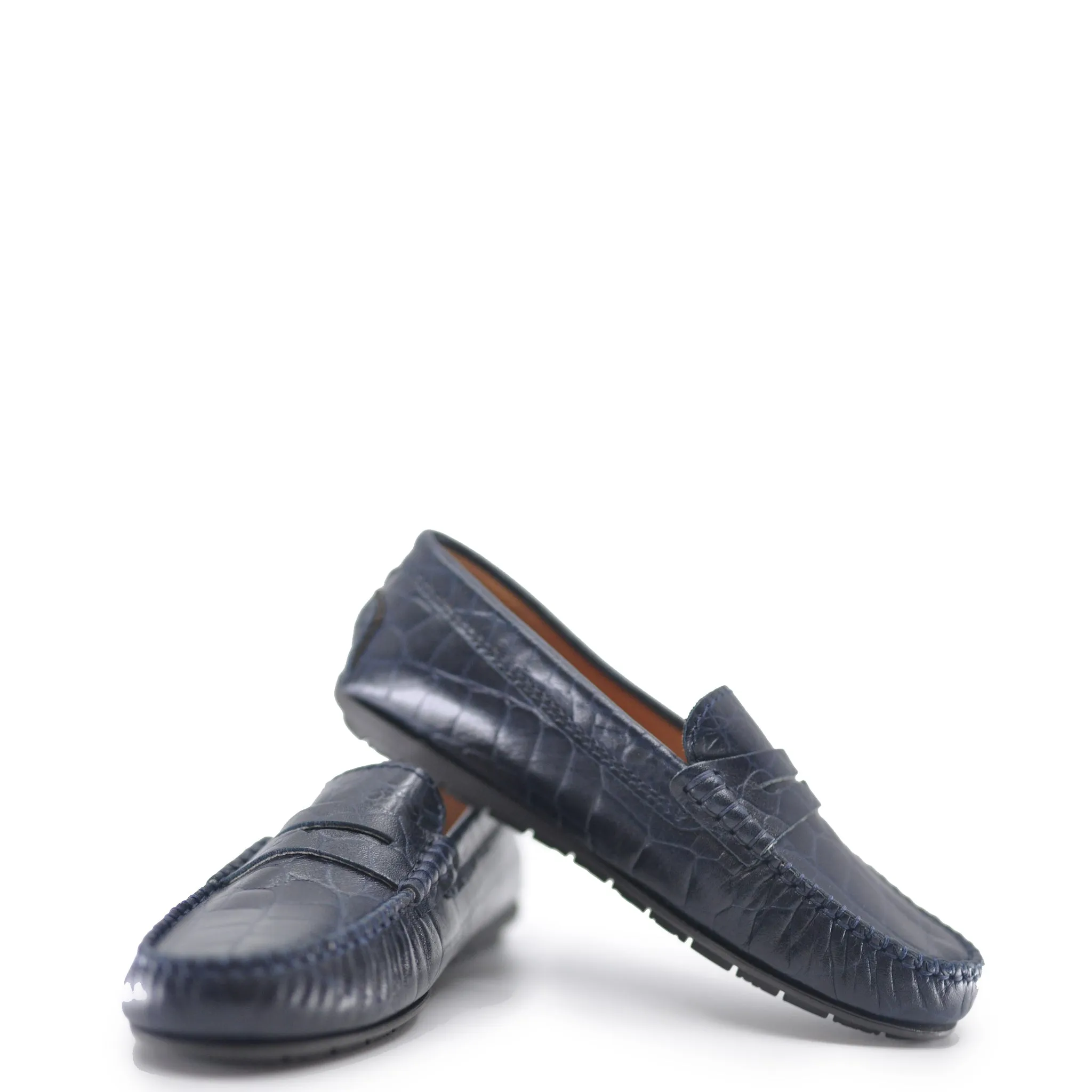 Atlanta Mocassin Navy Croc Penny Loafer