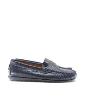 Atlanta Mocassin Navy Croc Penny Loafer