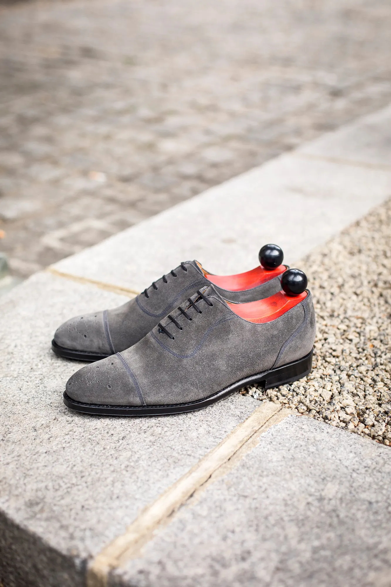 Auburn - MTO - Mid Grey Suede / Navy Stitching - NGT Last - Single Leather Sole