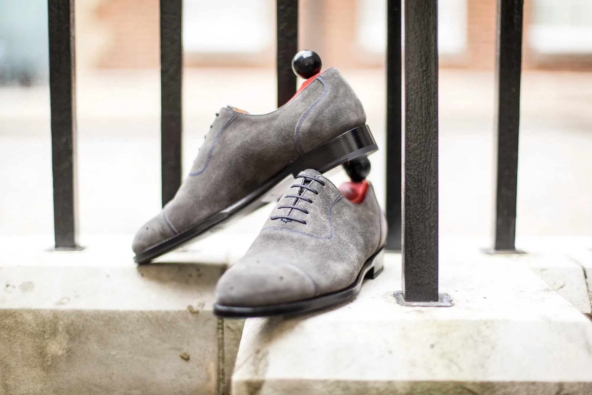 Auburn - MTO - Mid Grey Suede / Navy Stitching - NGT Last - Single Leather Sole