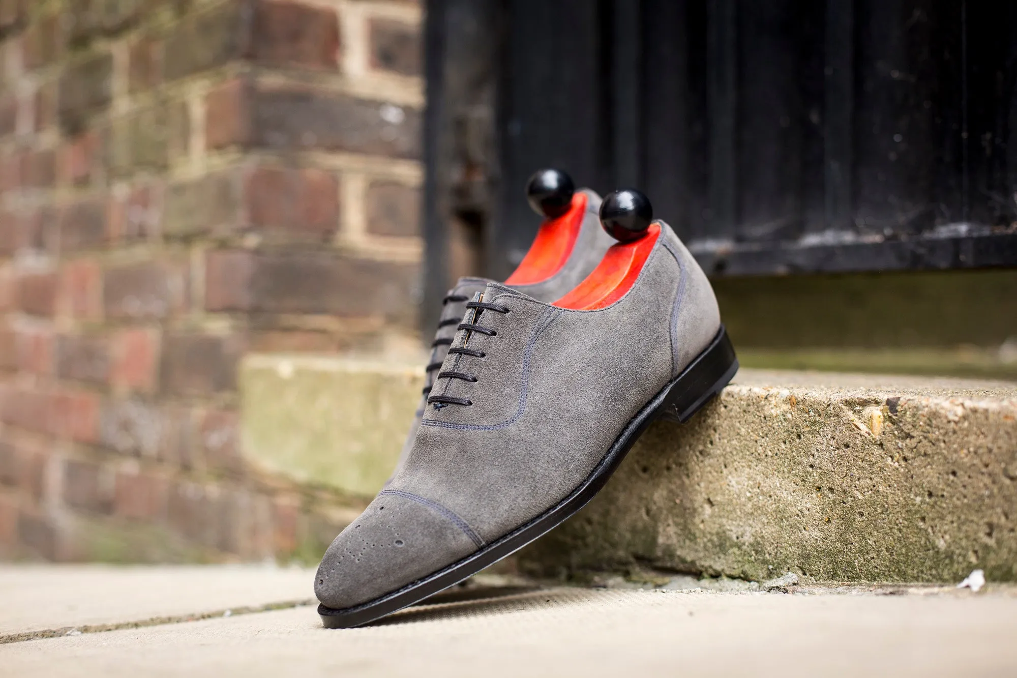 Auburn - MTO - Mid Grey Suede / Navy Stitching - NGT Last - Single Leather Sole