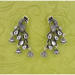 Bhavi Jewels Silver Plated Kundan Stone Dangler Earrings