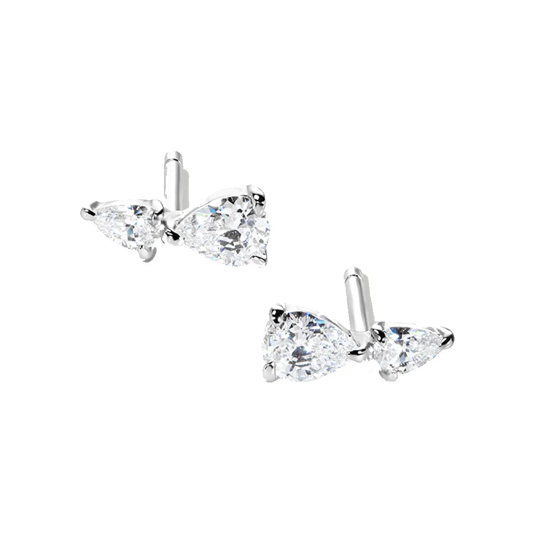 CARAT* London White Gold Plated Sterling Silver Zeta Stud Earrings