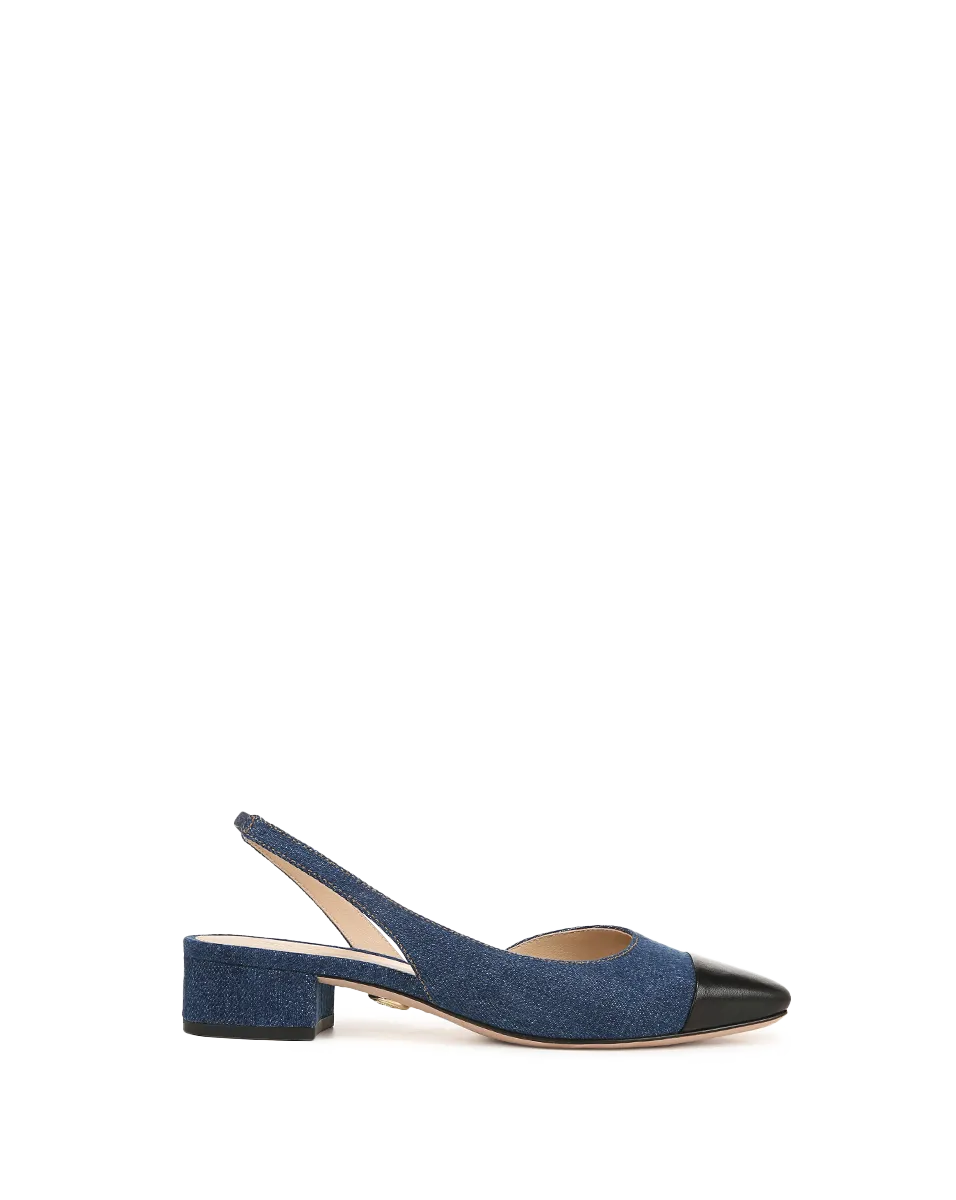 Cecile Denim Cap-Toe Slingback