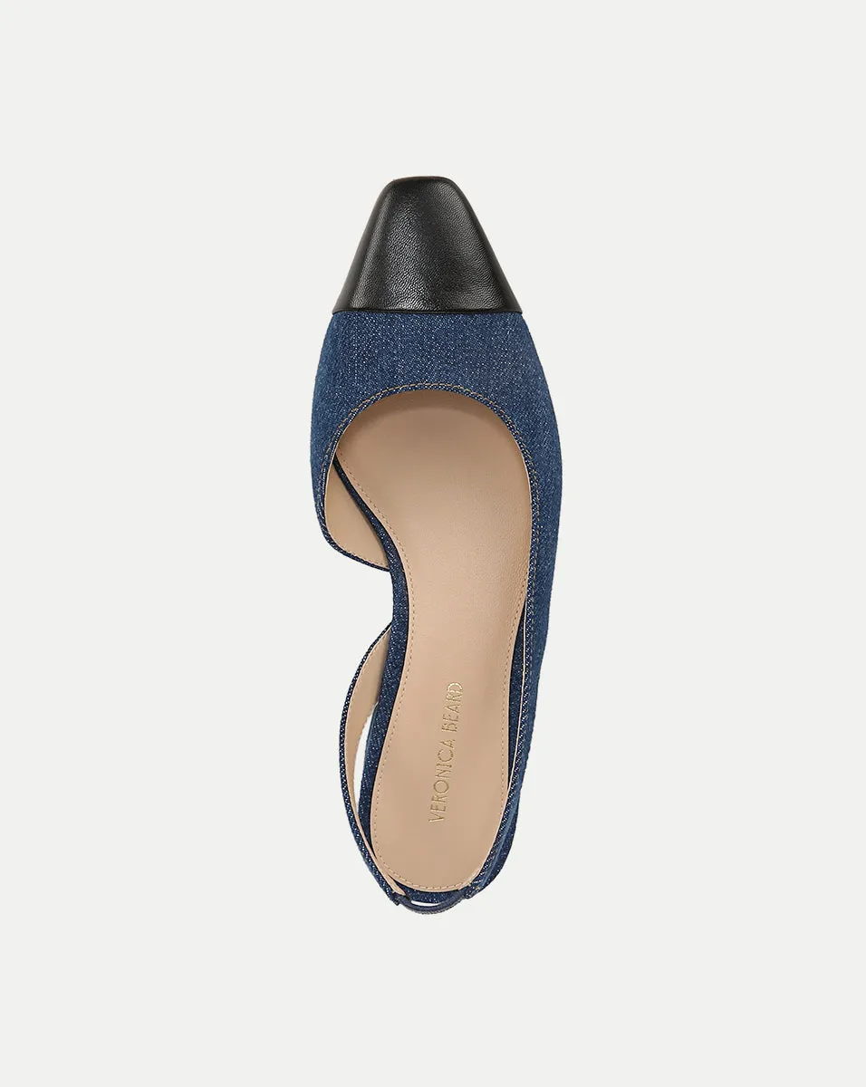 Cecile Denim Cap-Toe Slingback