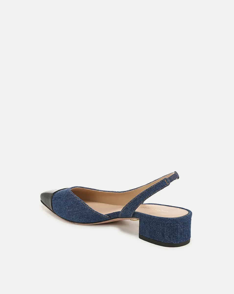 Cecile Denim Cap-Toe Slingback