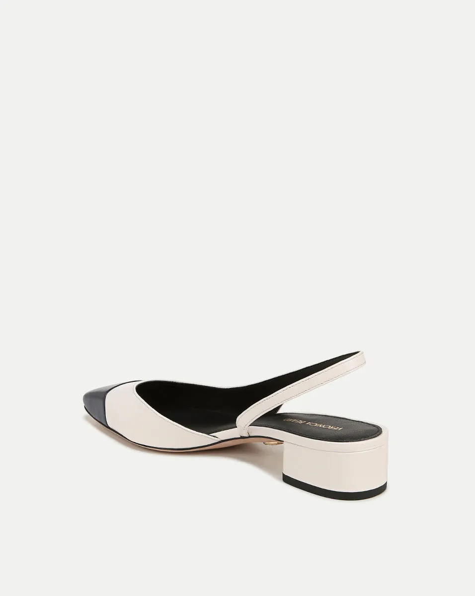 Cecile Leather Cap-Toe Slingback