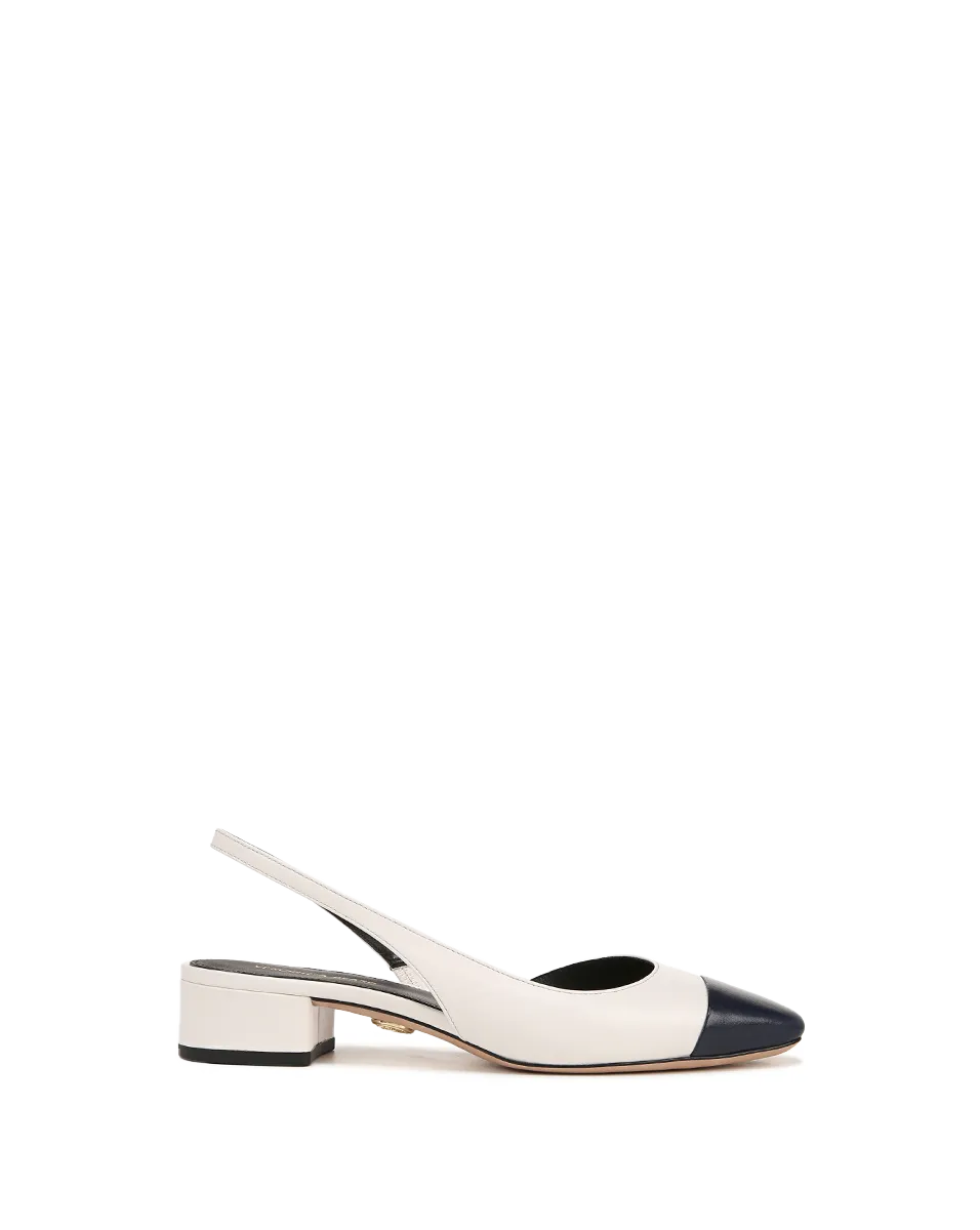 Cecile Leather Cap-Toe Slingback