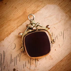 Date 1897 9ct Gold Heliotrope & Carnelian Swivel Fob