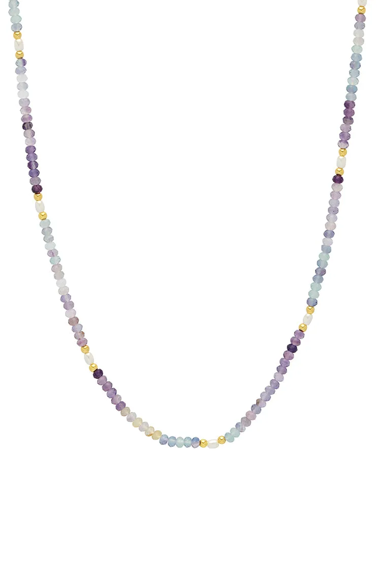 Gemstone Pearl T-Bar Beaded Necklace