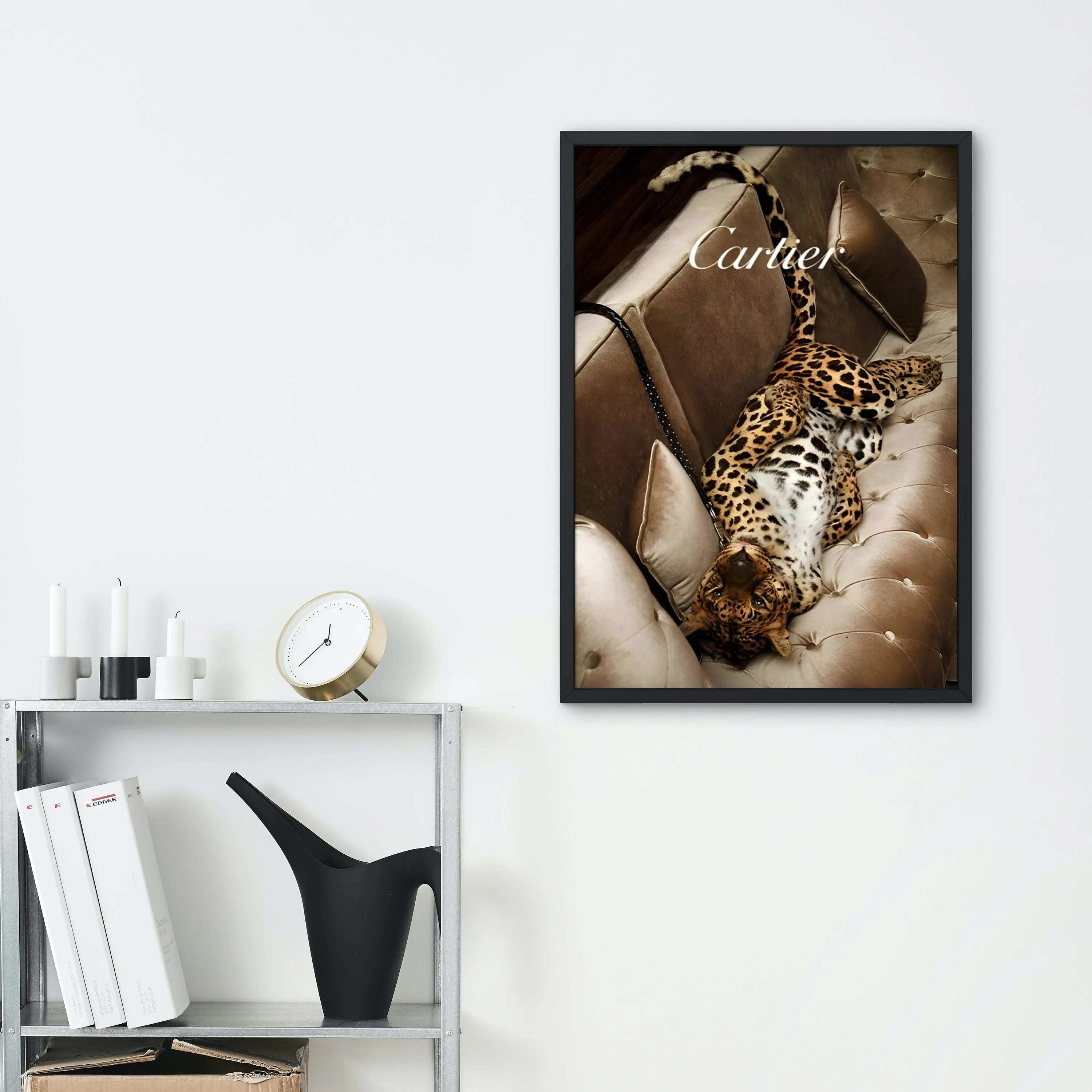 Leopard Luxury Designer Poster PRINTABLE ART, Hypebeast Poster, Cats In Campaign, Glam Wall Art, Leopard Print, Chic Glam Décor, Beige Wall Art