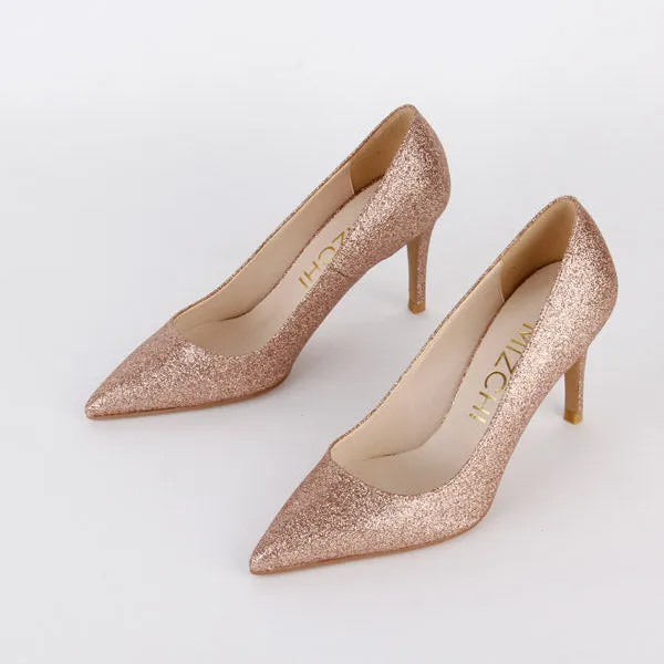 *LONDON HEEL - peach glitter, 8cm size UK 3