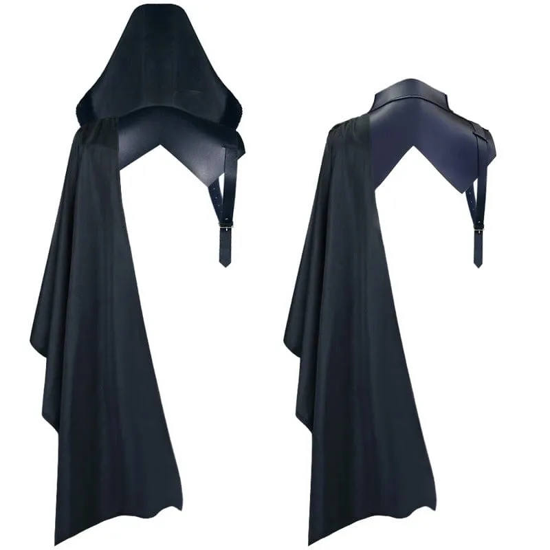 Men's Gothic Strappy Faux Leather Splice Cape