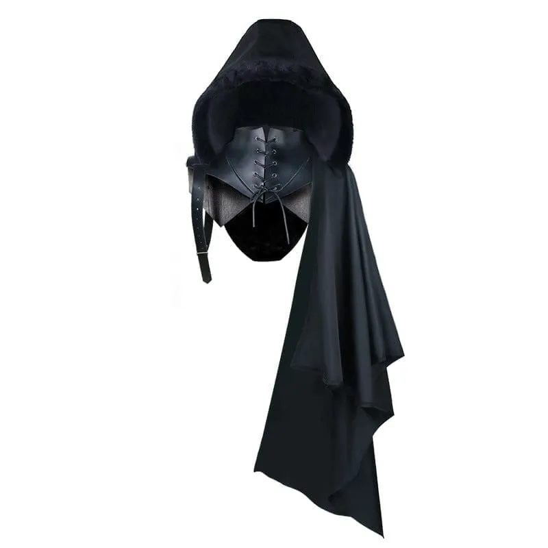 Men's Gothic Strappy Faux Leather Splice Cape