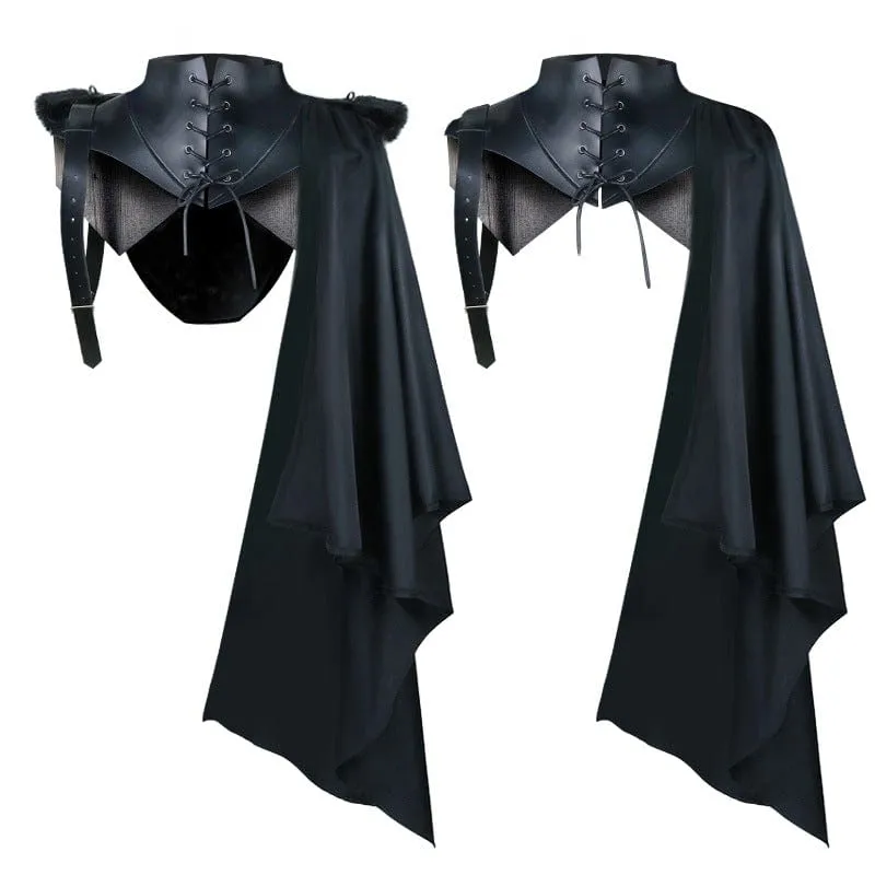 Men's Gothic Strappy Faux Leather Splice Cape