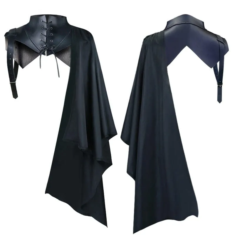 Men's Gothic Strappy Faux Leather Splice Cape