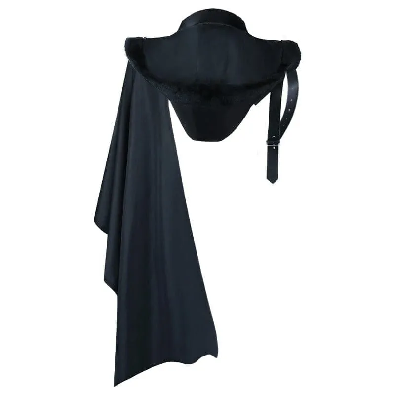 Men's Gothic Strappy Faux Leather Splice Cape