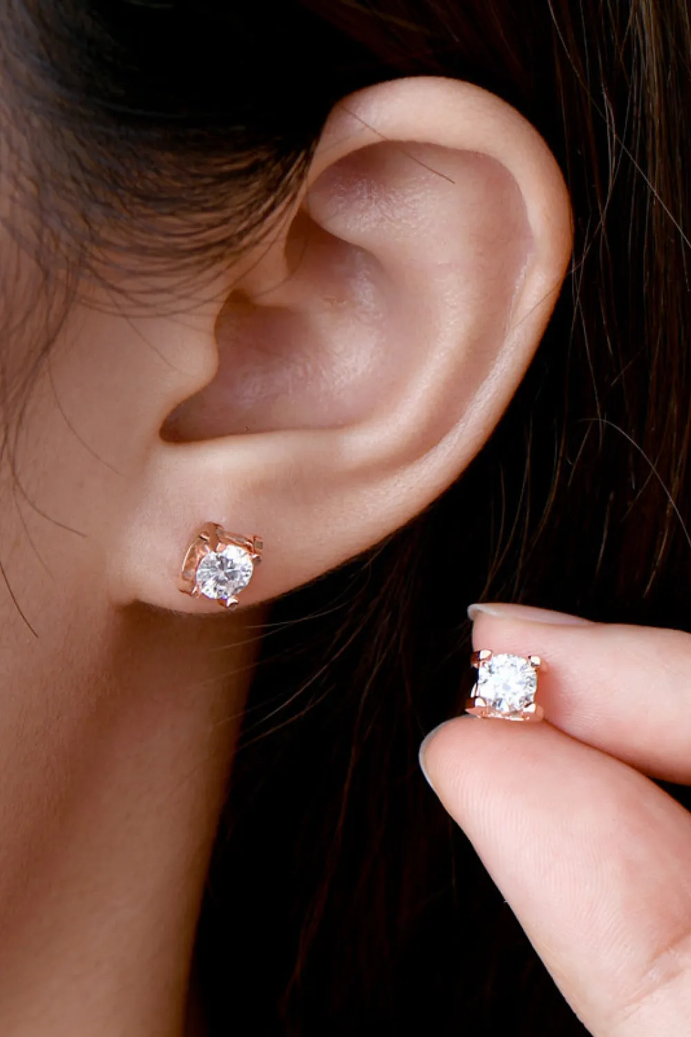 Moissanite [rose gold or silver] Stud Earrings