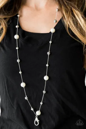 Paparazzi Accessories  - Eloquently Eloquent #N892 Peg - White Lanyard Necklace