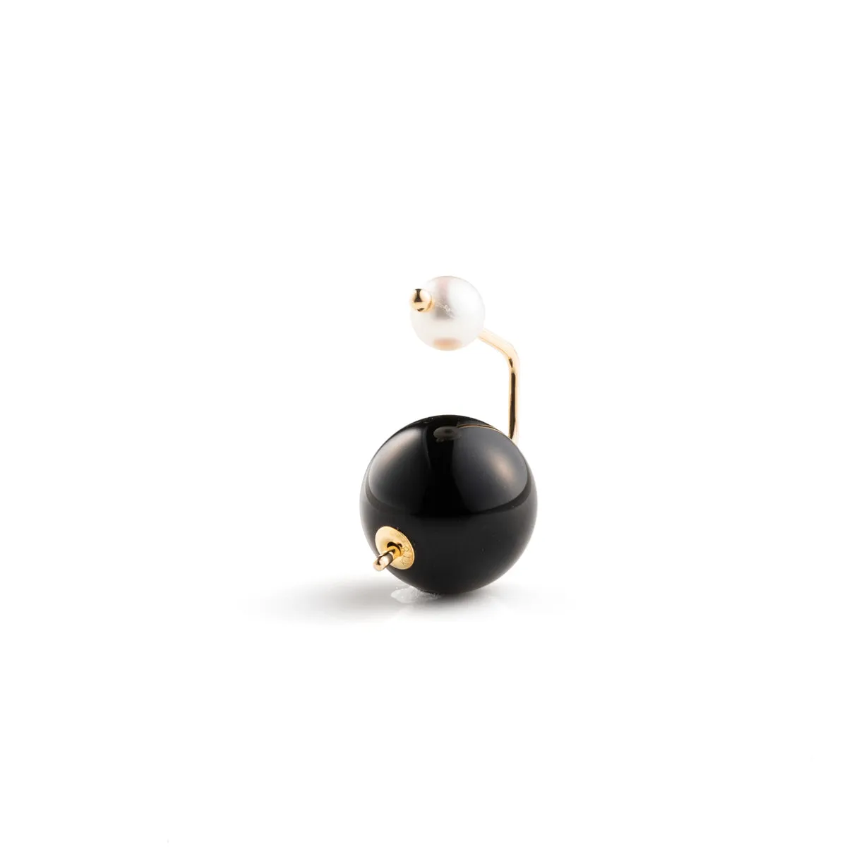 "Bumble Bee" Pearl Earring w/ Onyx Backing