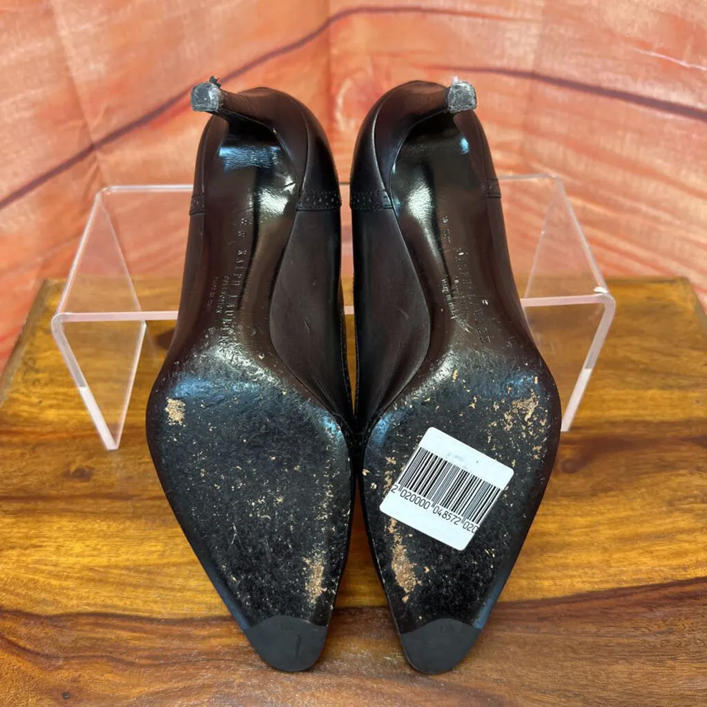 RALPH LAUREN BLACK LEATHER PUMPS SZ 8 TC3