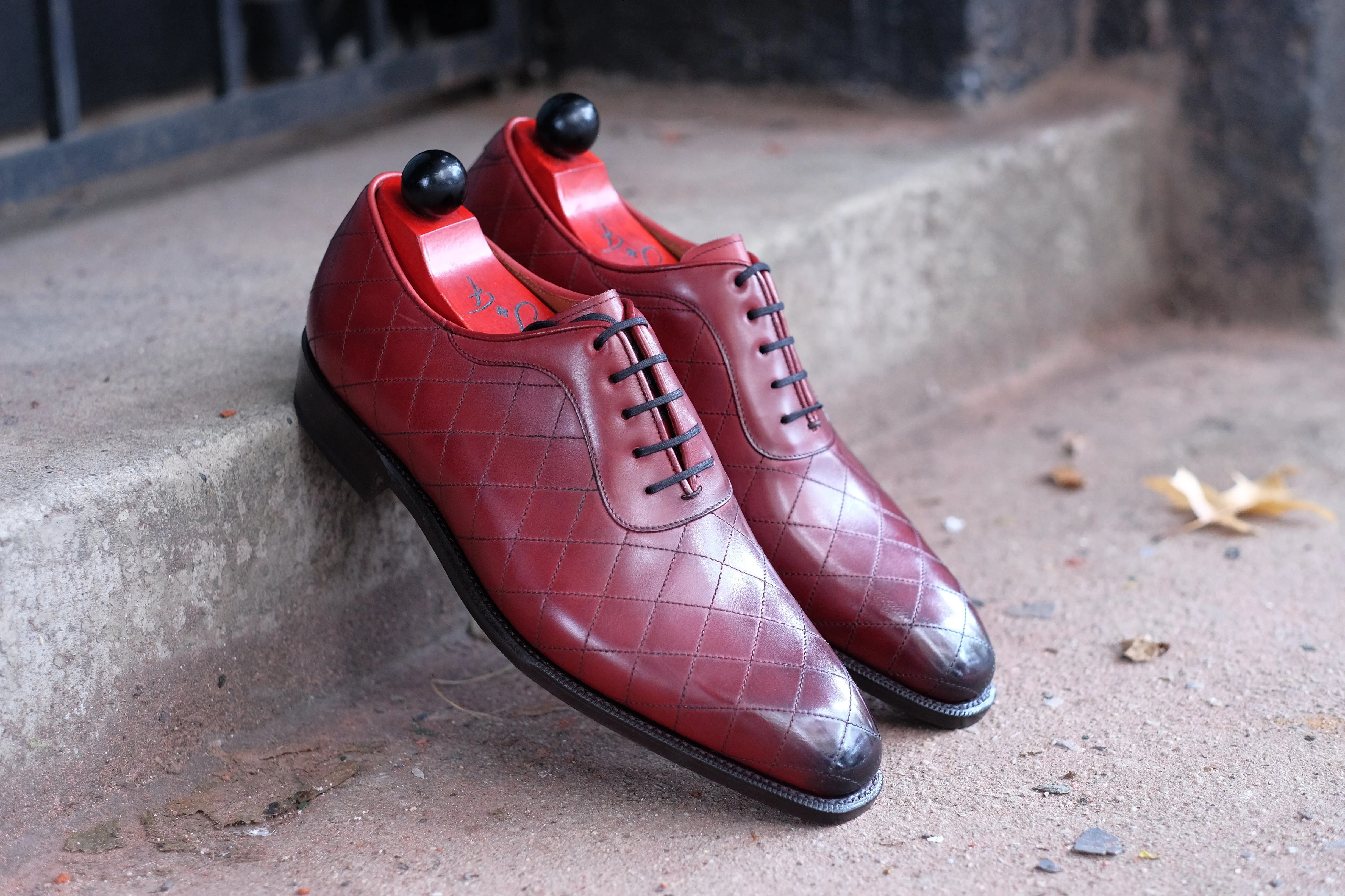 Spokane - MTO - Burnished Quilted Burgundy Calf - LPB Last - Single Leather Sole