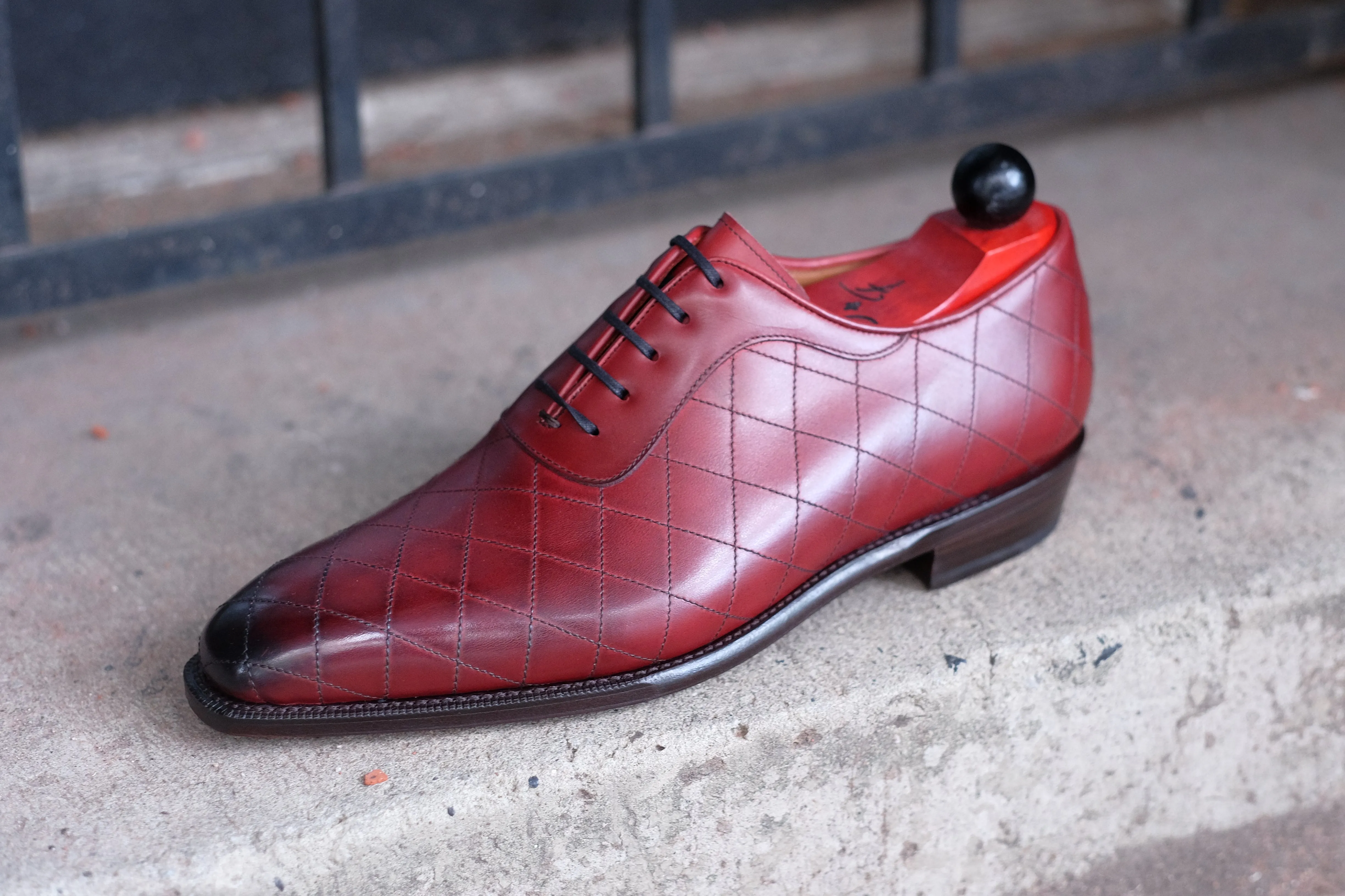 Spokane - MTO - Burnished Quilted Burgundy Calf - LPB Last - Single Leather Sole