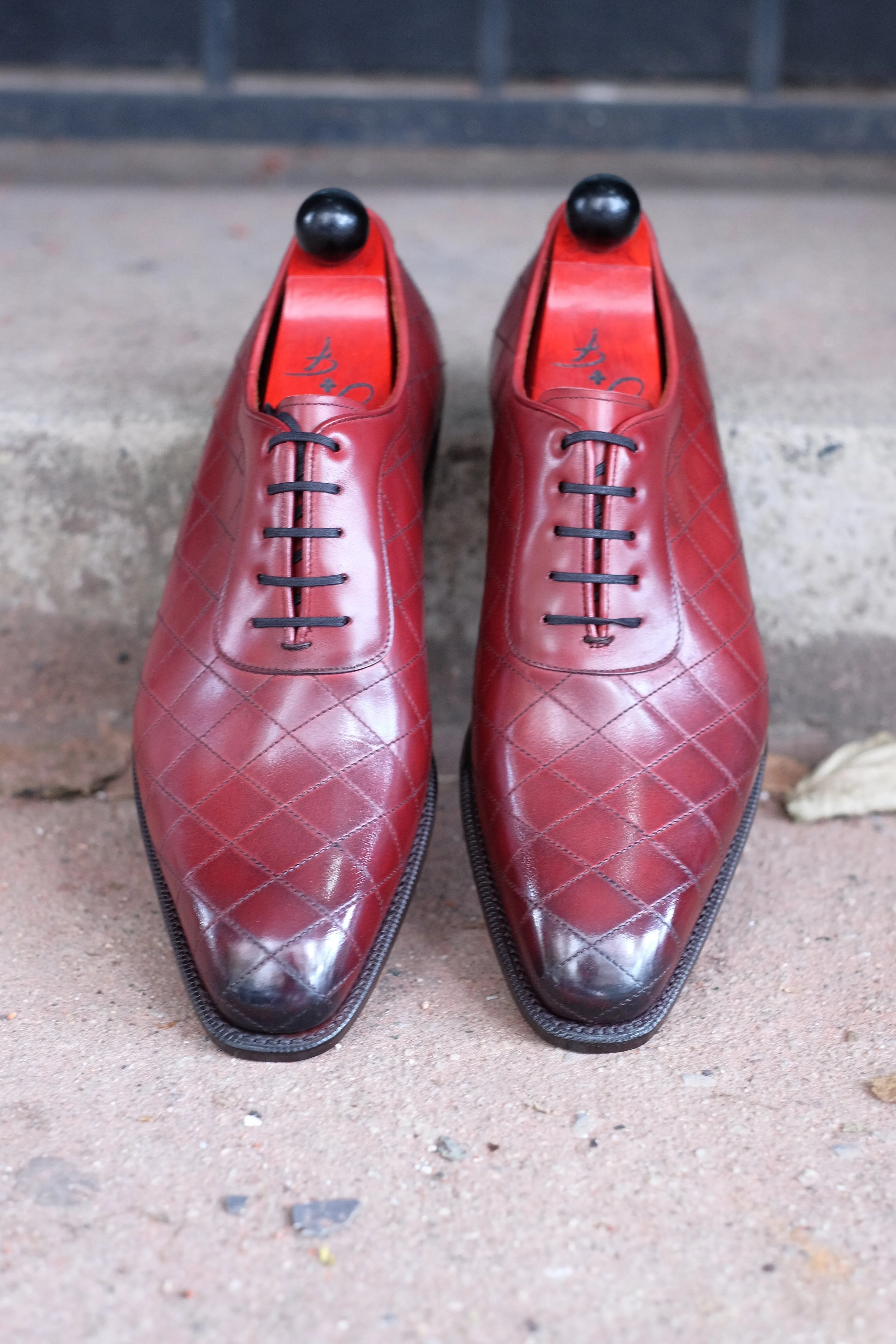 Spokane - MTO - Burnished Quilted Burgundy Calf - LPB Last - Single Leather Sole