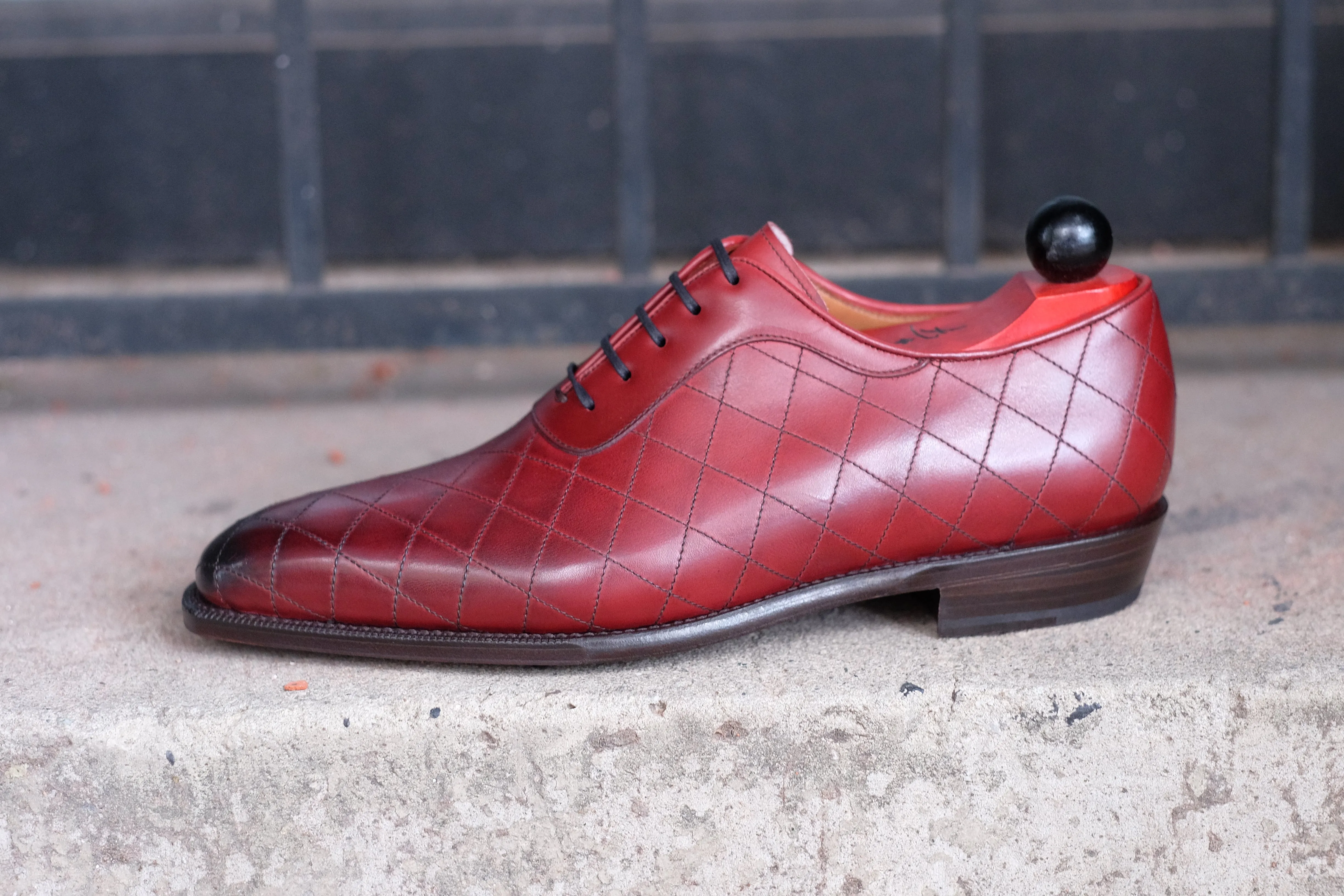 Spokane - MTO - Burnished Quilted Burgundy Calf - LPB Last - Single Leather Sole