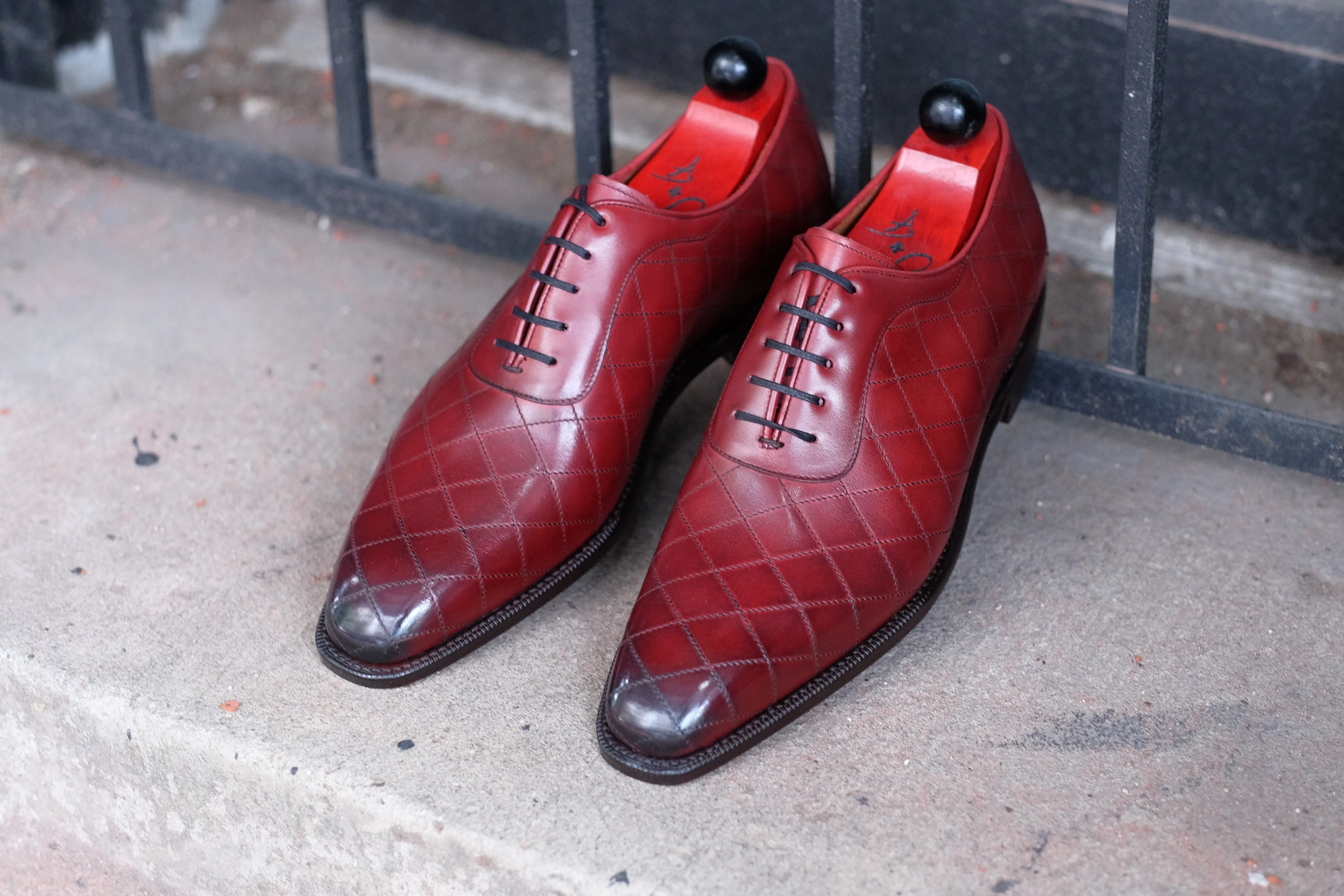 Spokane - MTO - Burnished Quilted Burgundy Calf - LPB Last - Single Leather Sole