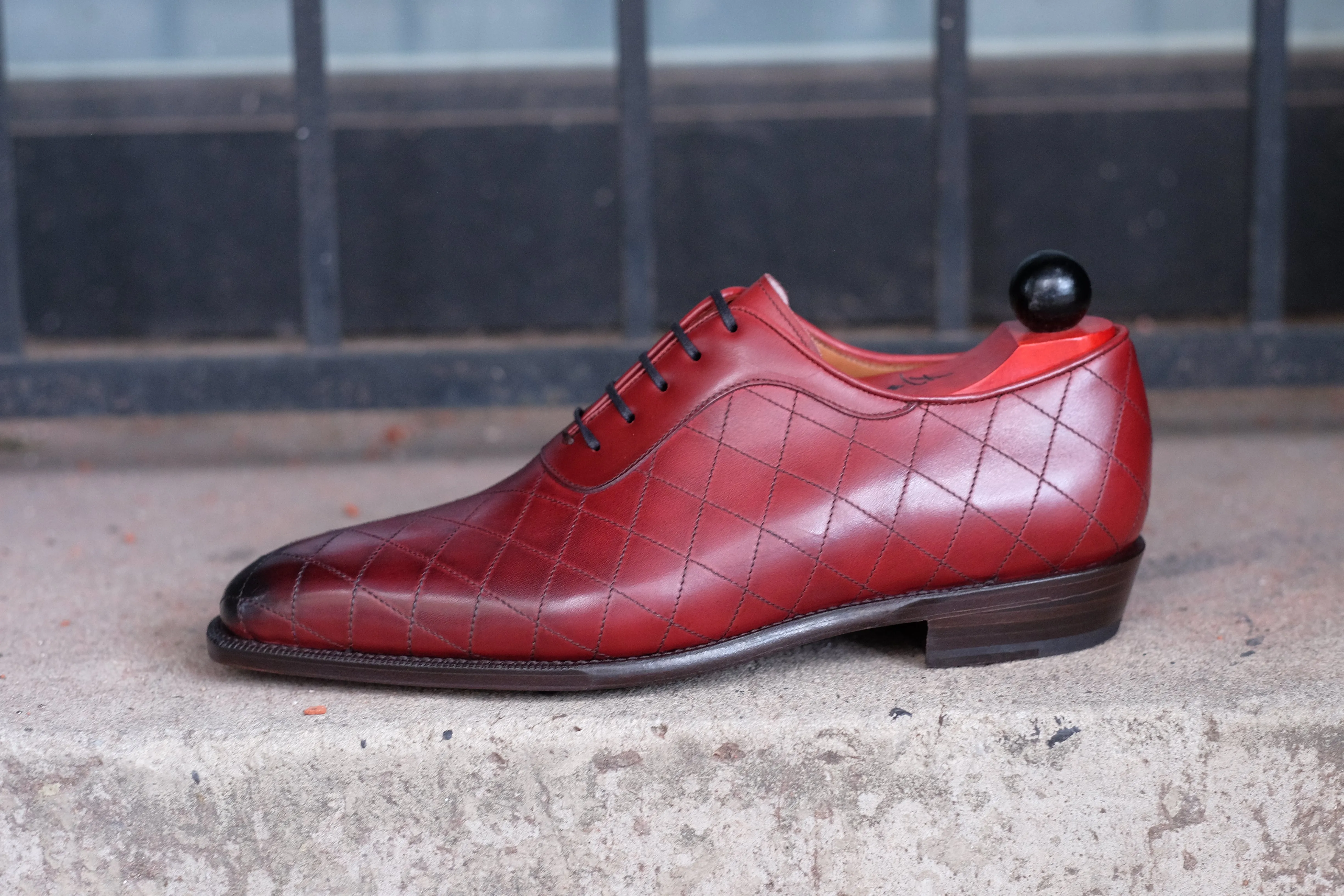 Spokane - MTO - Burnished Quilted Burgundy Calf - LPB Last - Single Leather Sole