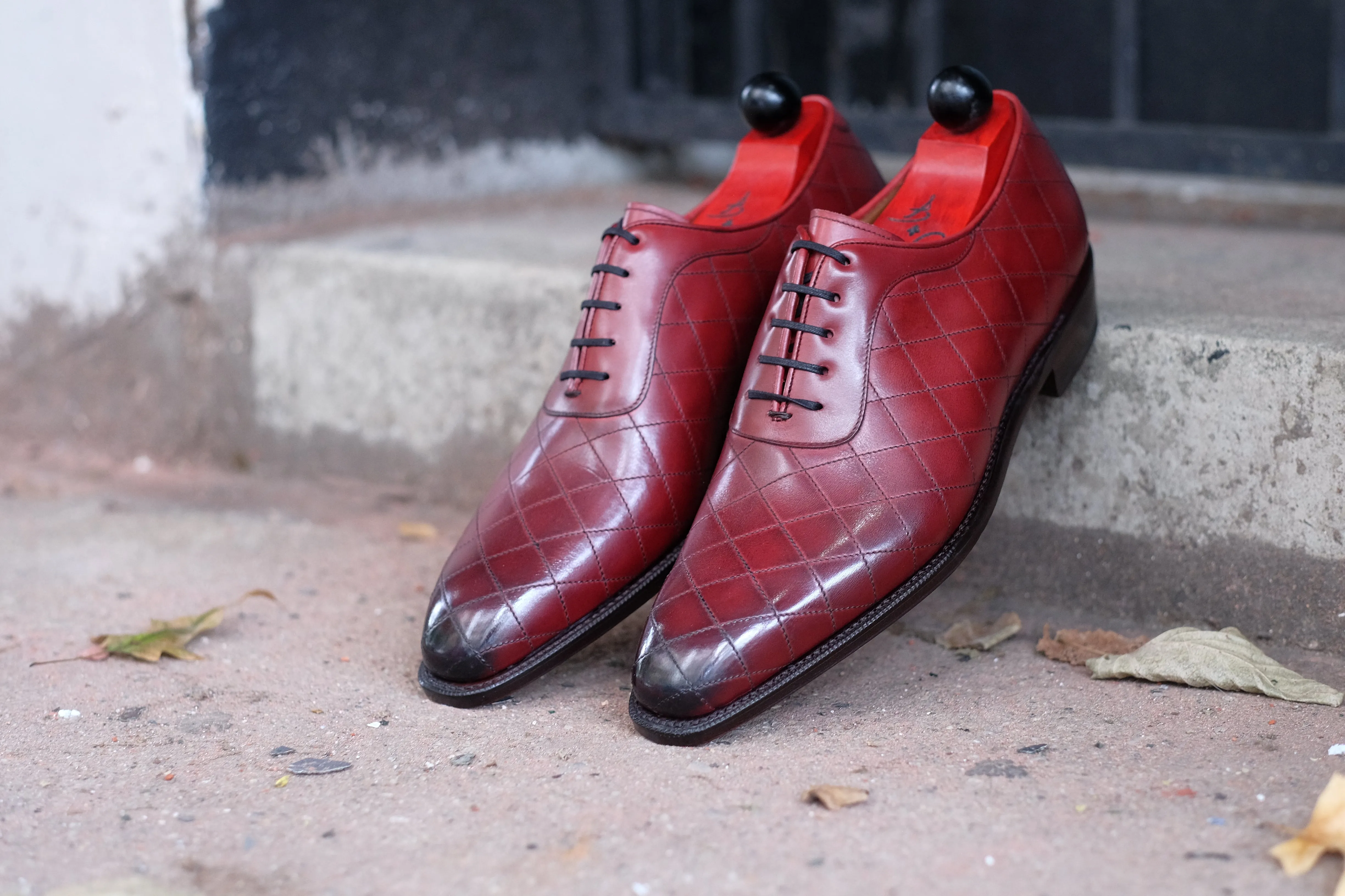 Spokane - MTO - Burnished Quilted Burgundy Calf - LPB Last - Single Leather Sole