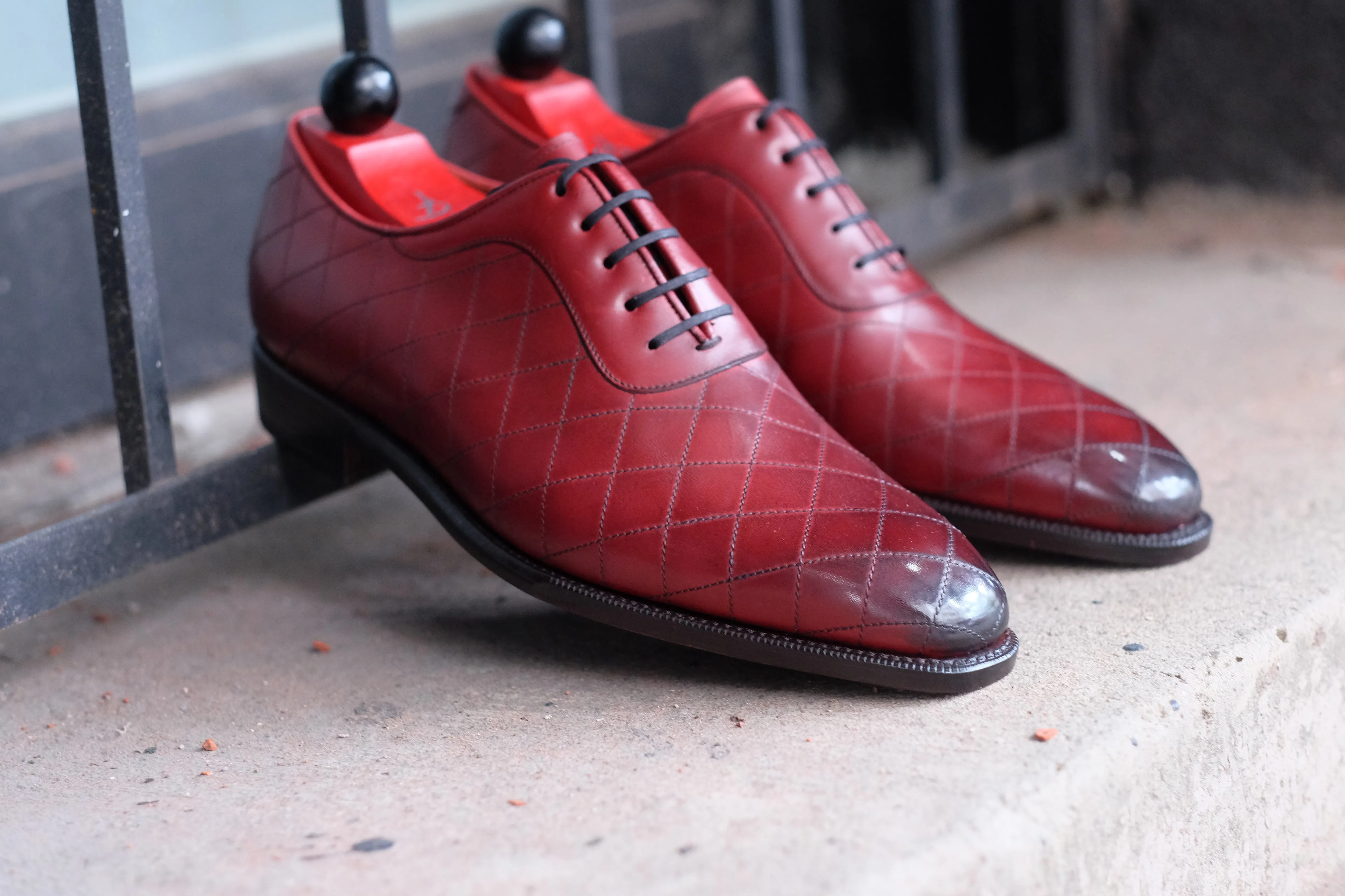 Spokane - MTO - Burnished Quilted Burgundy Calf - LPB Last - Single Leather Sole