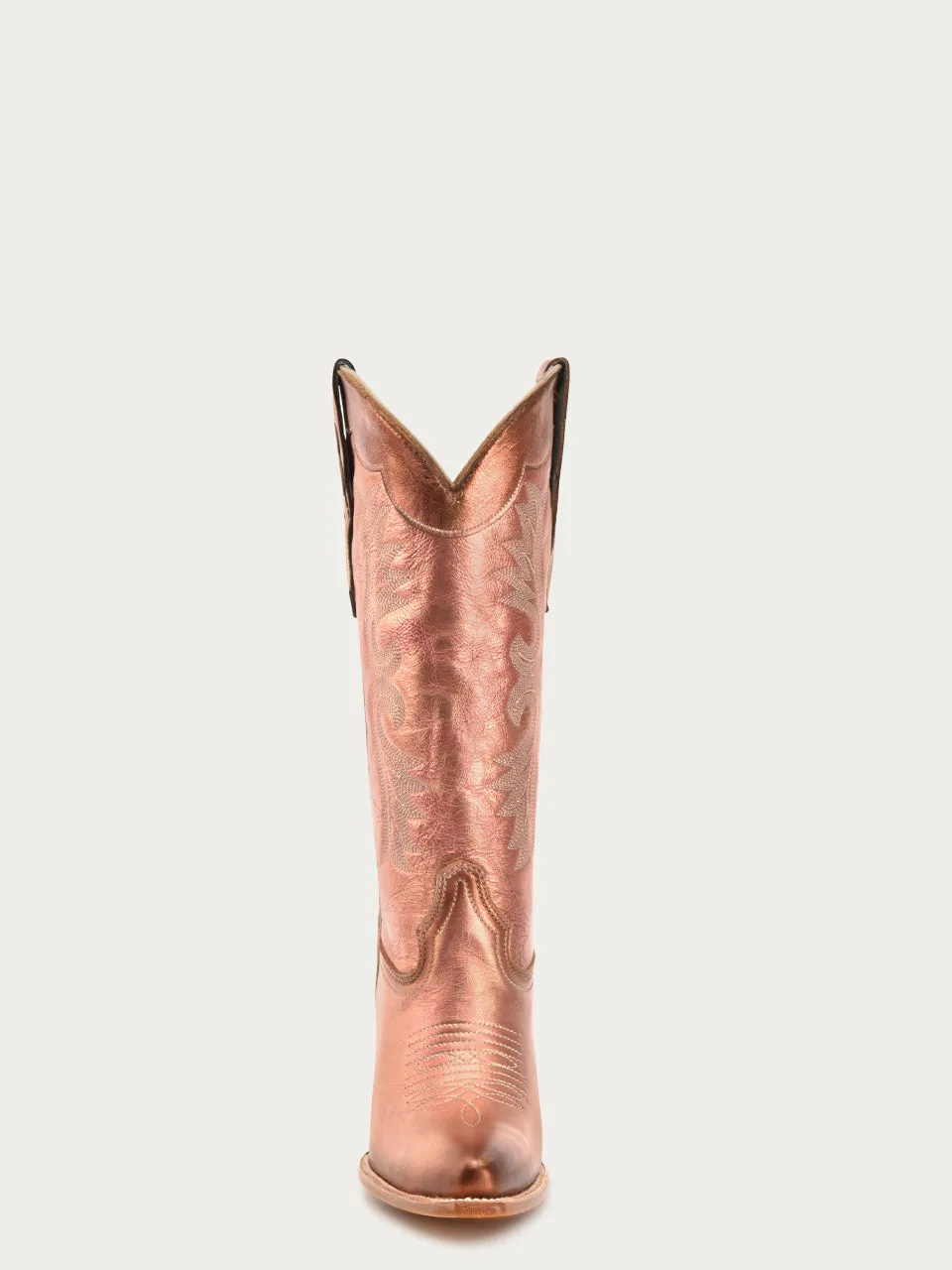 Z5232 - WOMEN'S ROSE GOLD EMBROIDERY POINTED TOE COWBOY BOOT